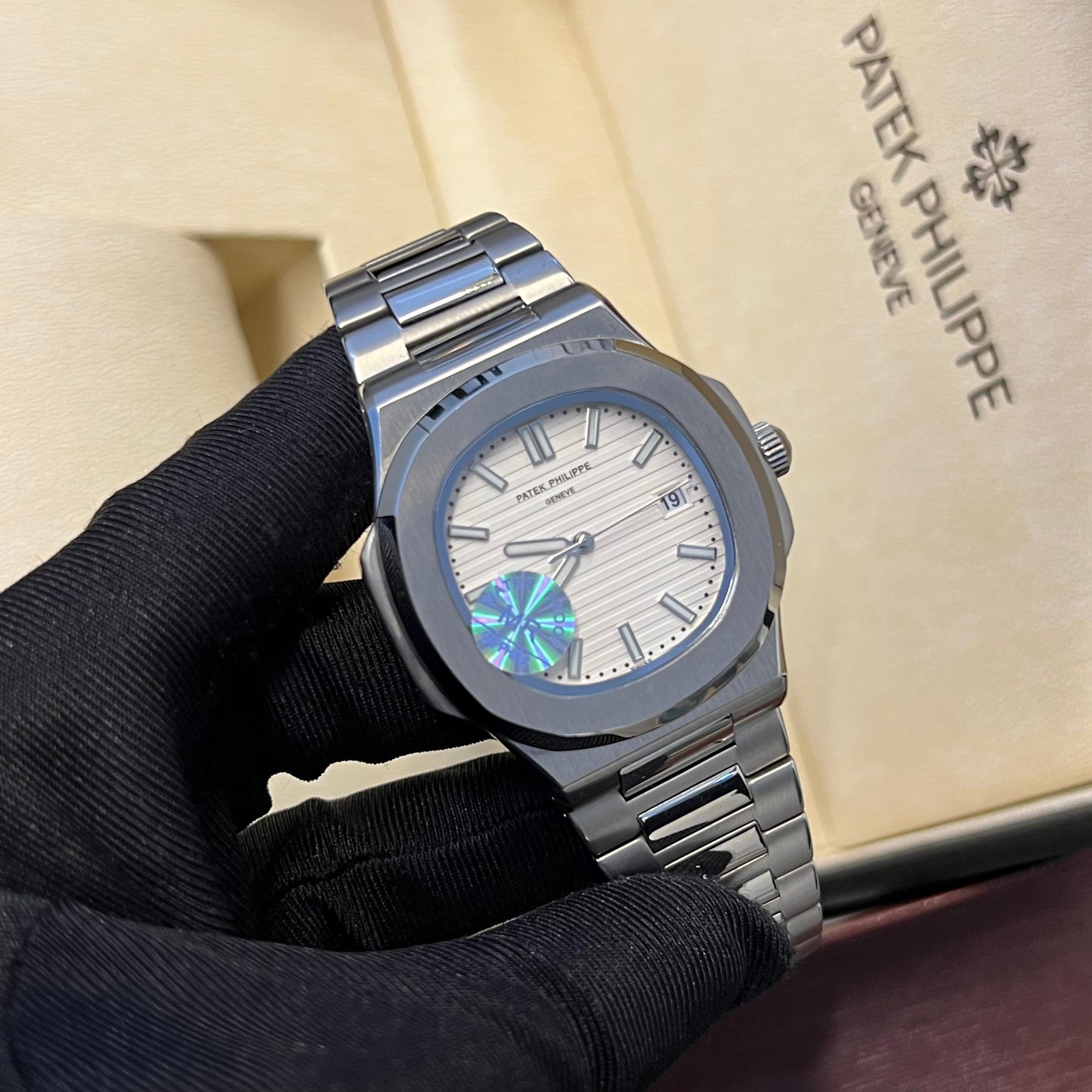 Patek Philippe Nautilus White Dial Chain Watch