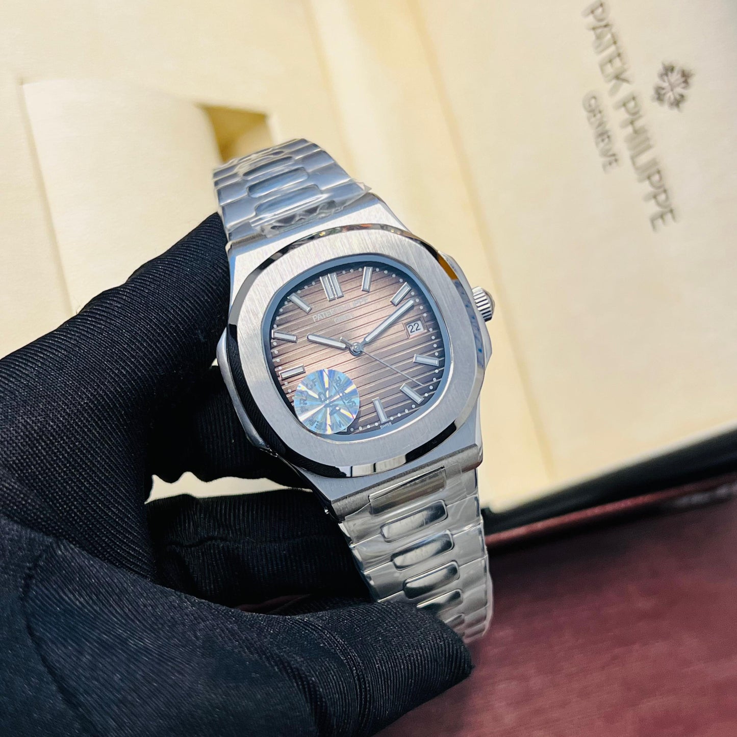 Patek Philippe Nautilus Silver Chain Light Brown Dial