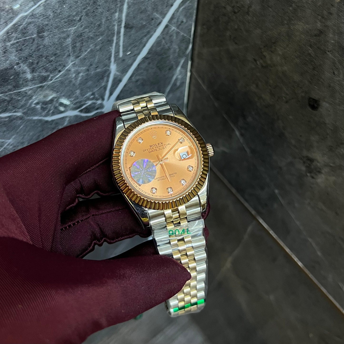 Rolex Just-Date Orange Diamond Dial