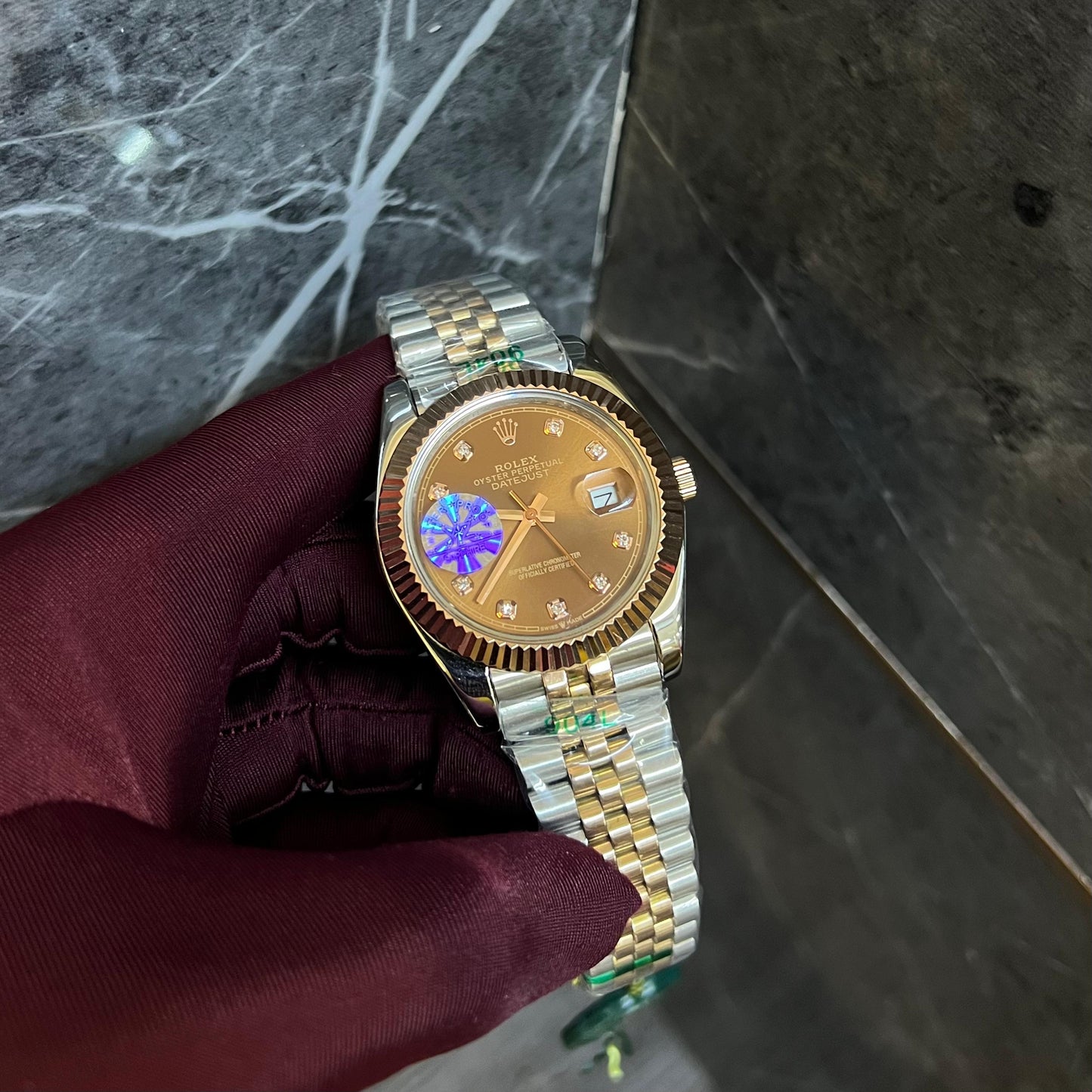 Rolex Just-Date Dark Brown Diamond Dial