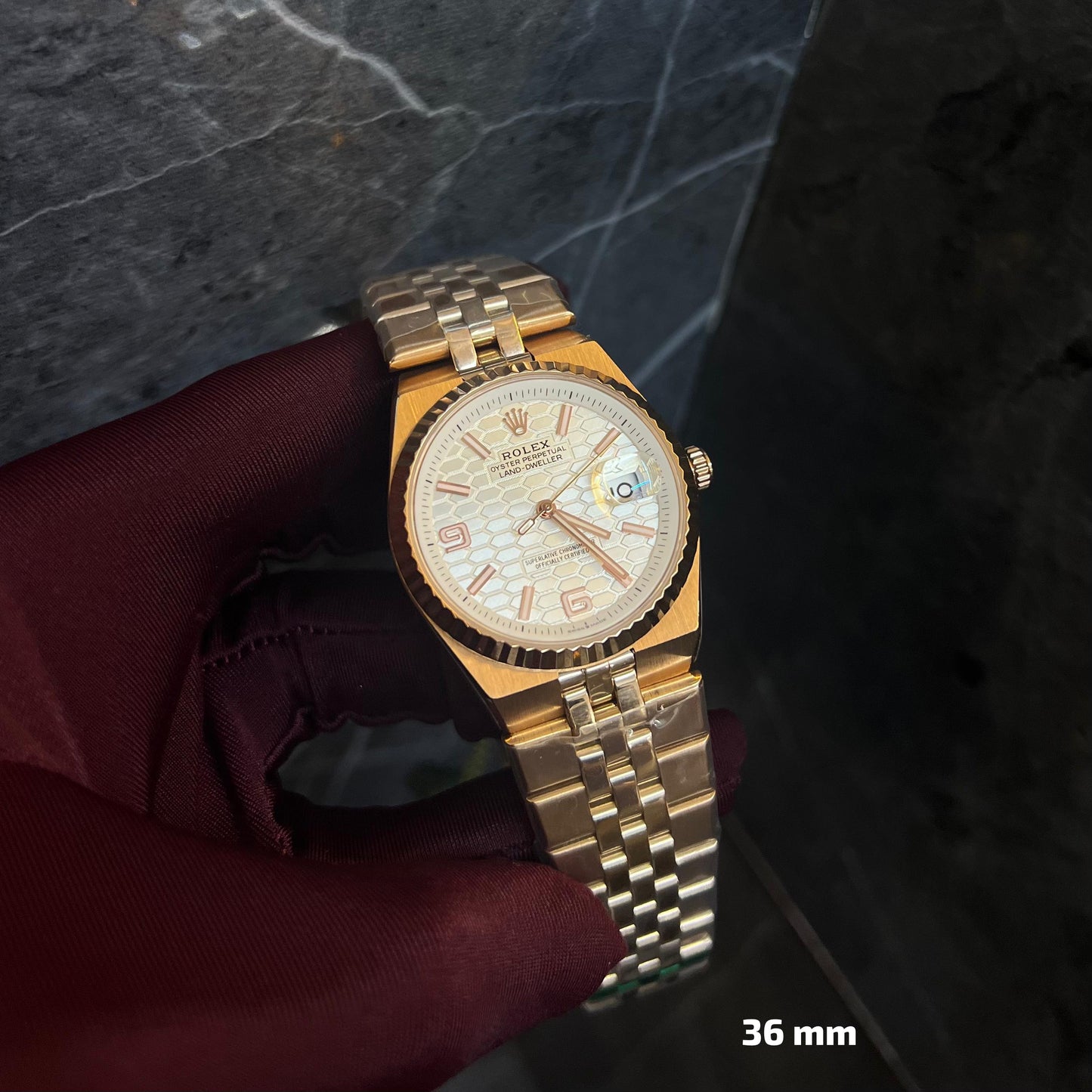 Rolex Land Dweller Golden Chain White Dial
