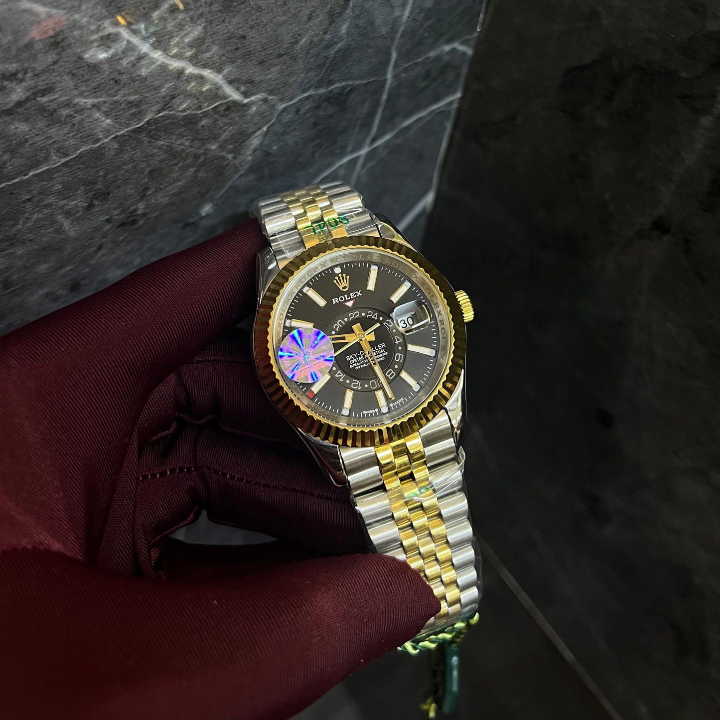 Rolex Sky Dweller Golden Chain Black Dial