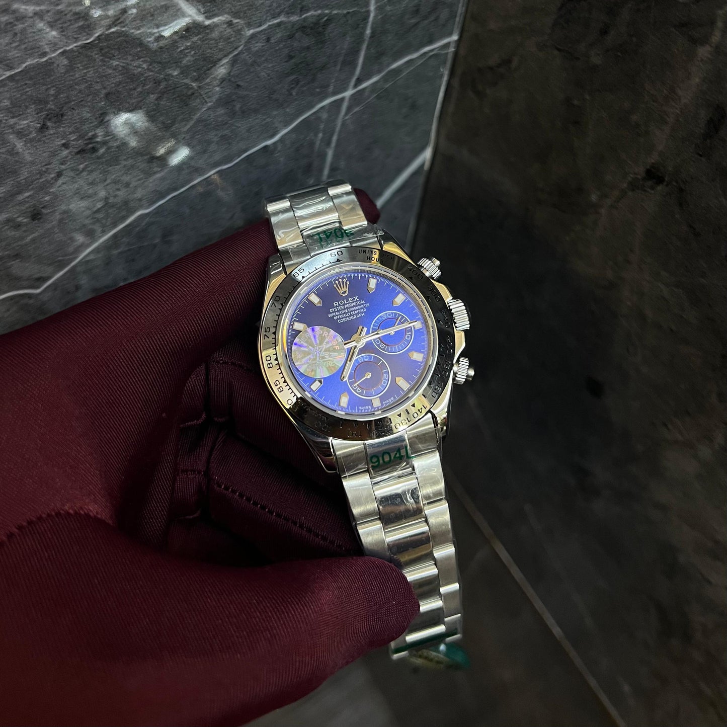 Rolex Daytona Silver Chain Dark Blue Chronograph