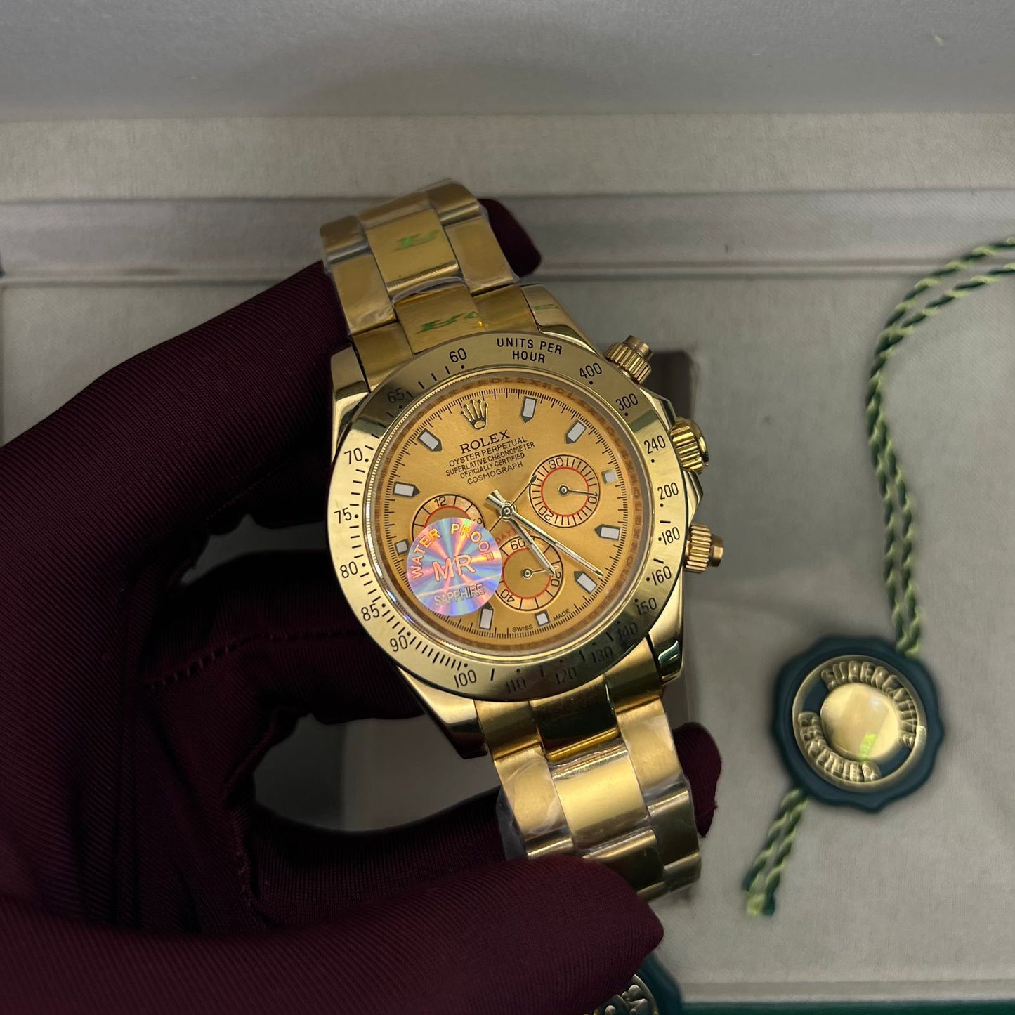 Rolex Daytona Gold Chain Dark Yellow Dial Chronograph