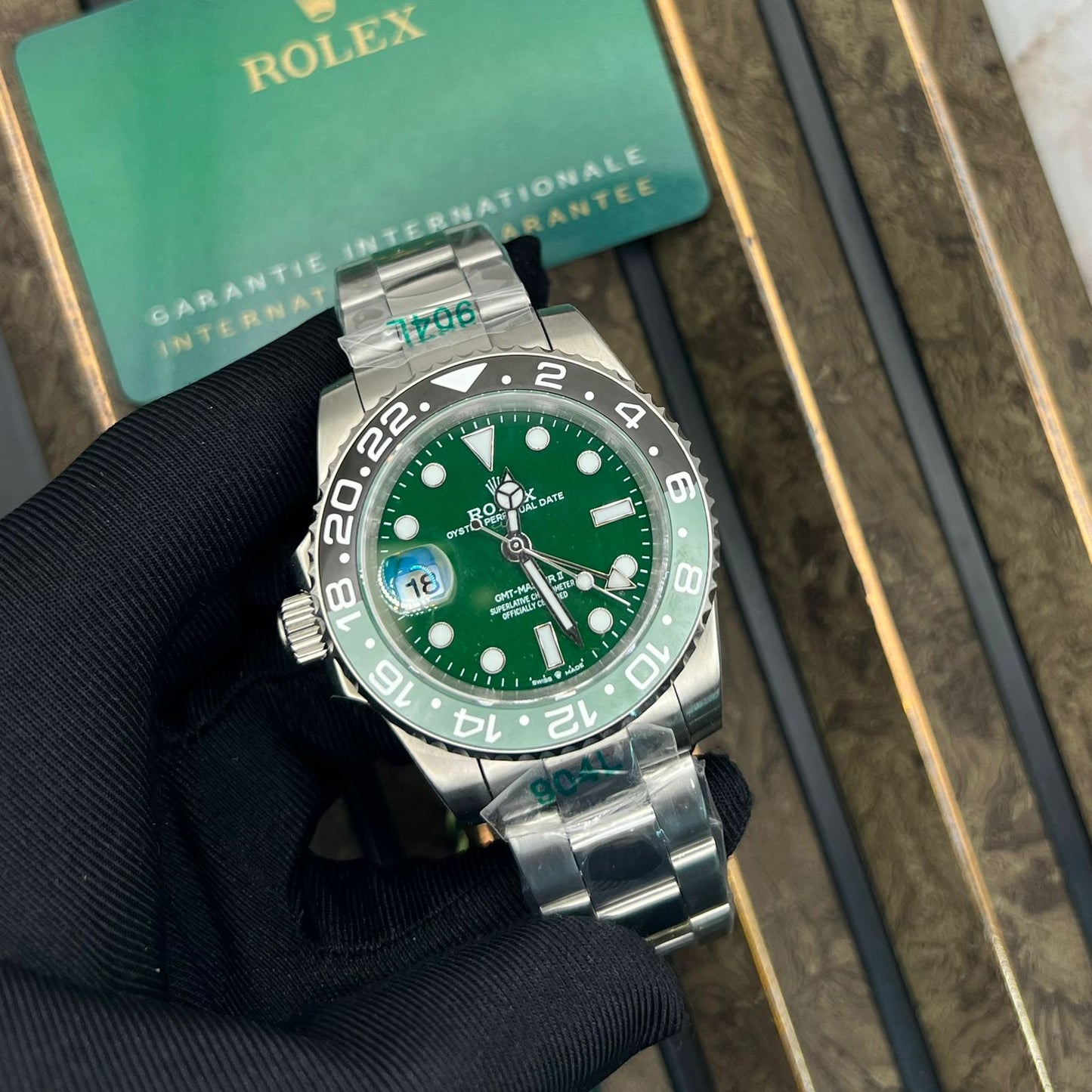Rolex Gmt Master || Silver Chain Green Dial