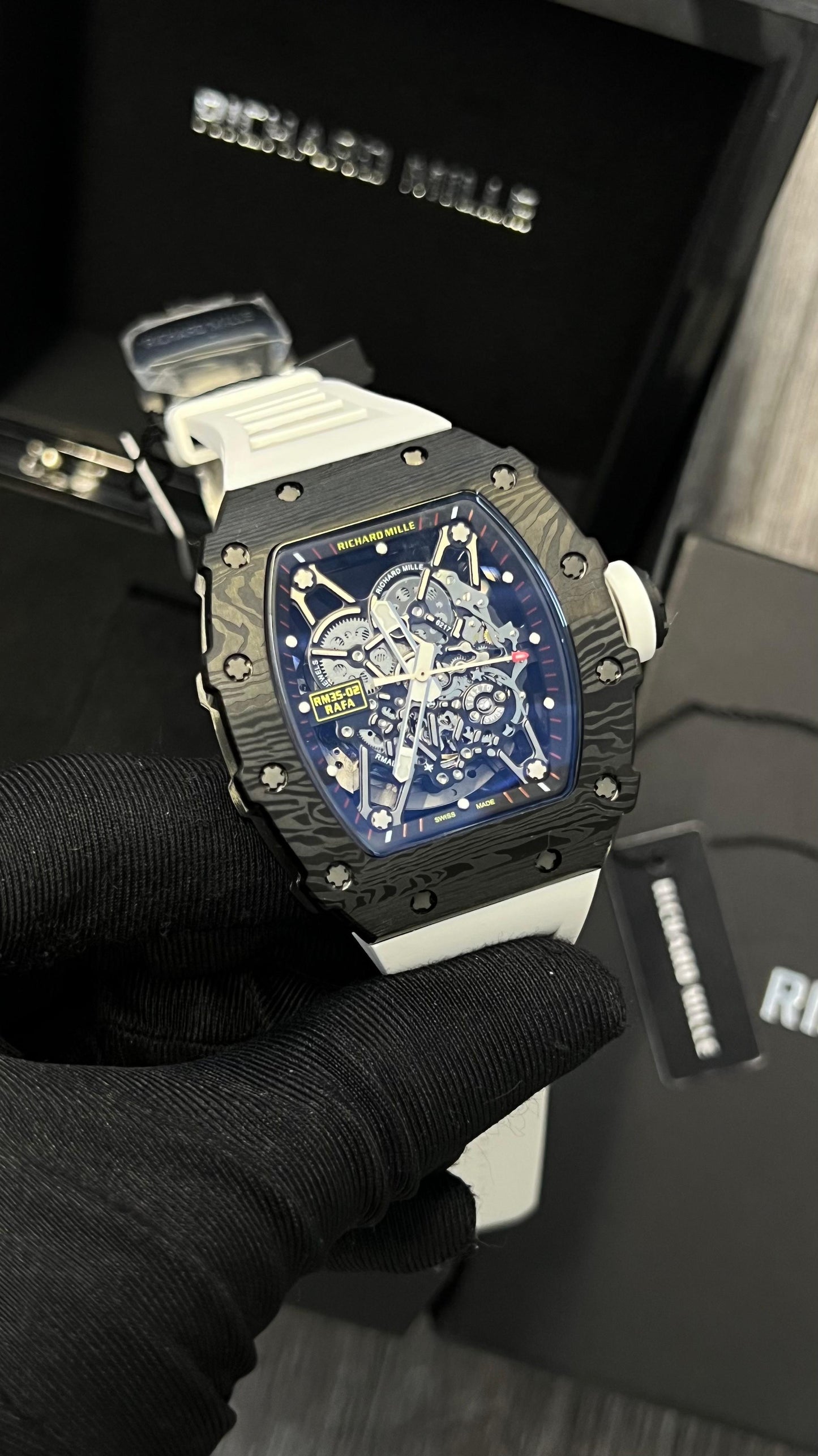 Richard Mille (White Strap,Black Dial) Chornograph