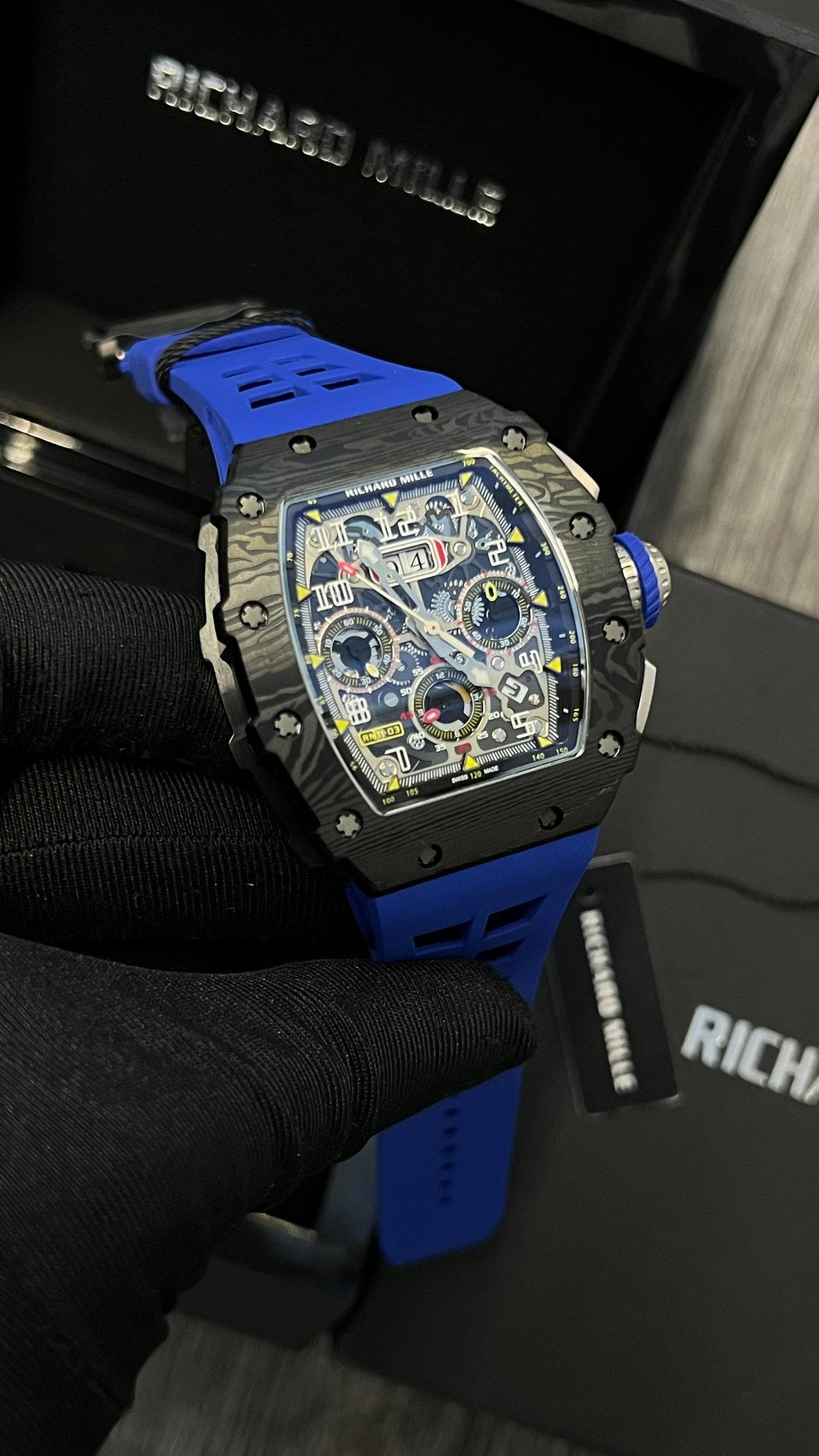 Richard Mille (Blue Strap,Silver Dial) Chornograph