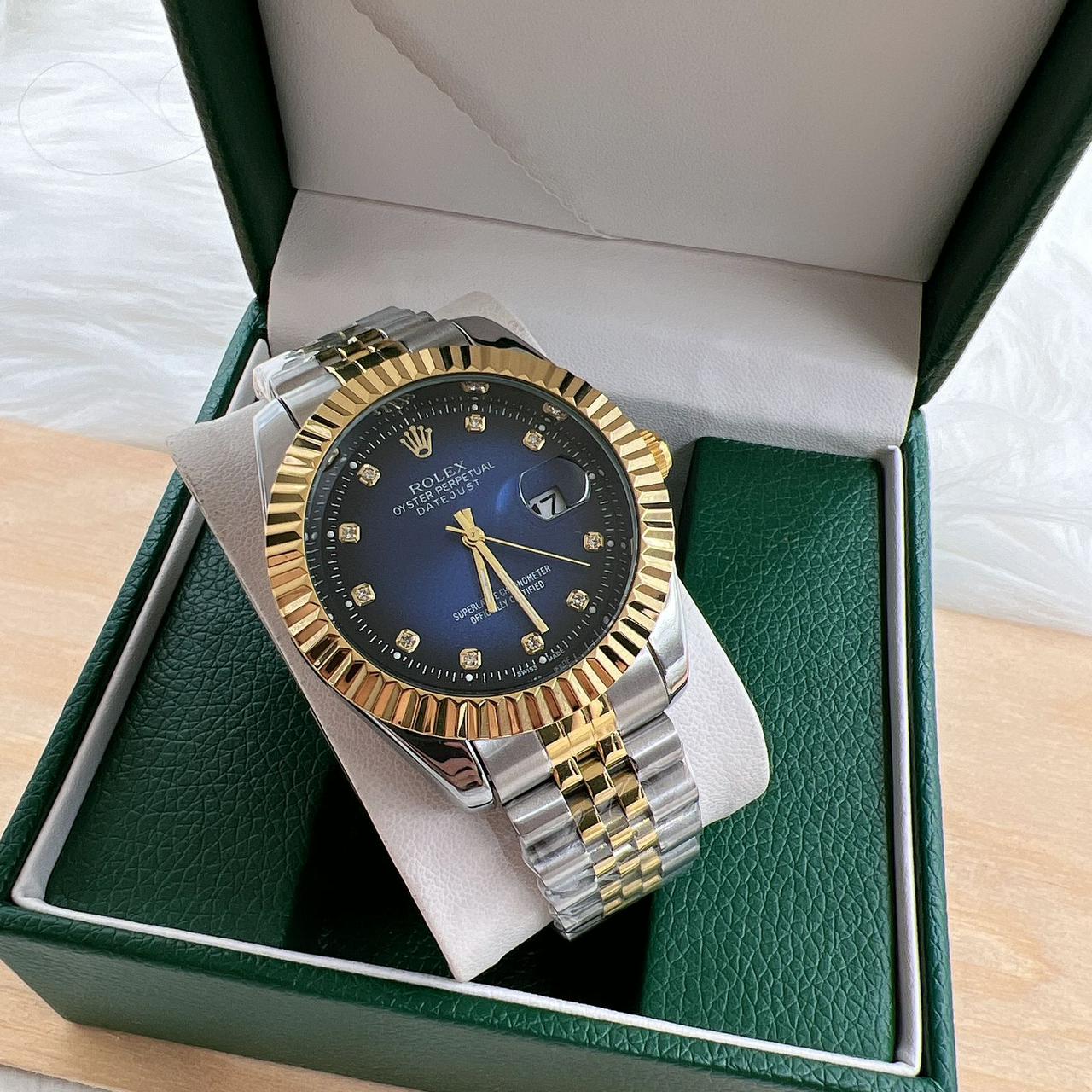 Rolex Just-Date Green Gold Dial Jubilee Chain