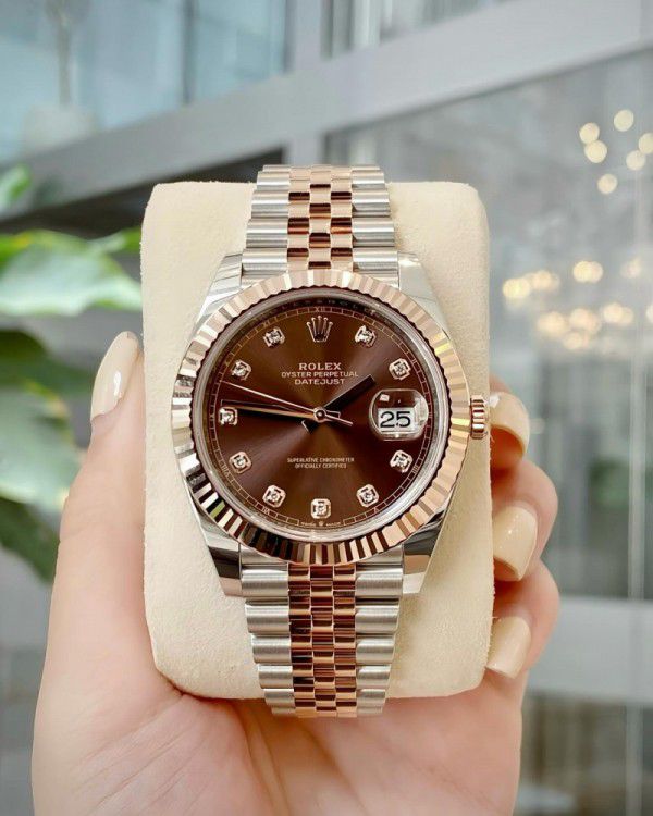 Rolex Just-Date Brown Gold Dial Jubilee Chain