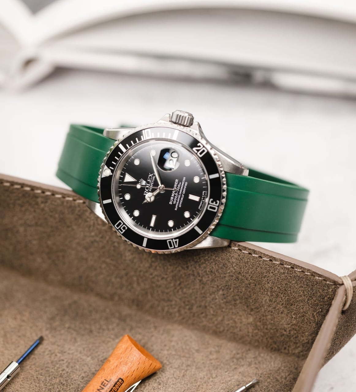 Rolex Black Dial Strap Watch