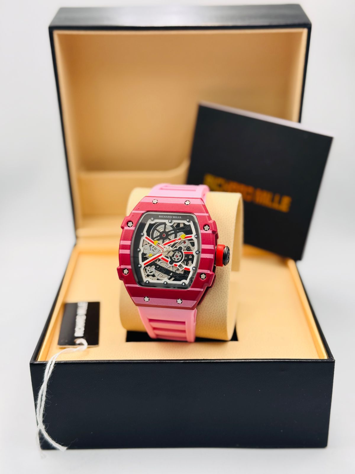 Richard Mille Pink Dial Pink Strap Watch