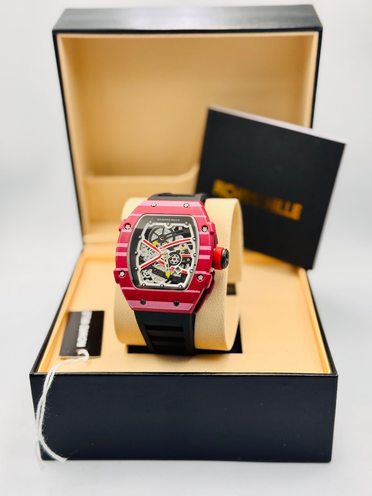 Richard Mille Pink Dial Black Strap Watch