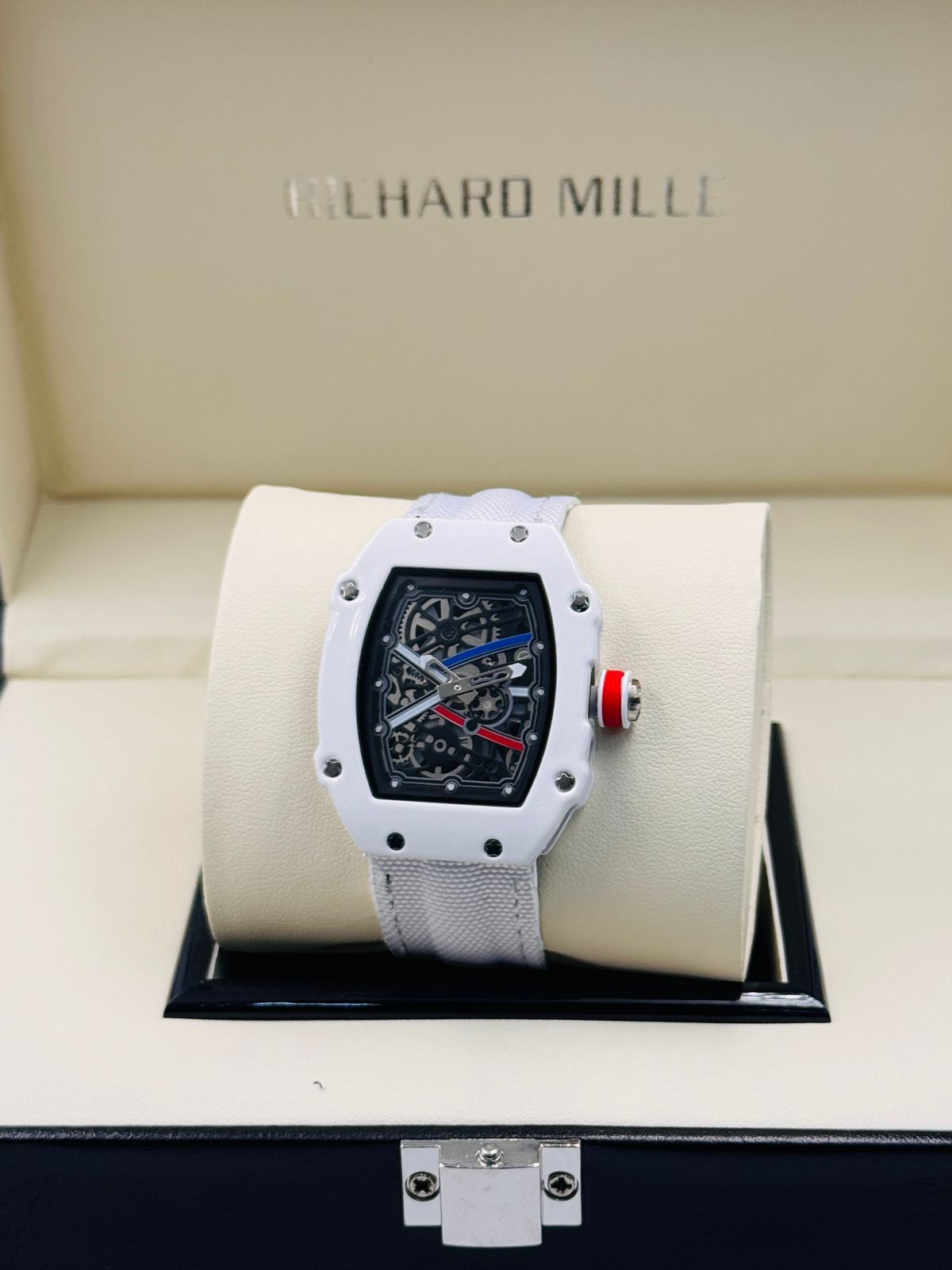 Richard Mille White Dial White Strap Watch