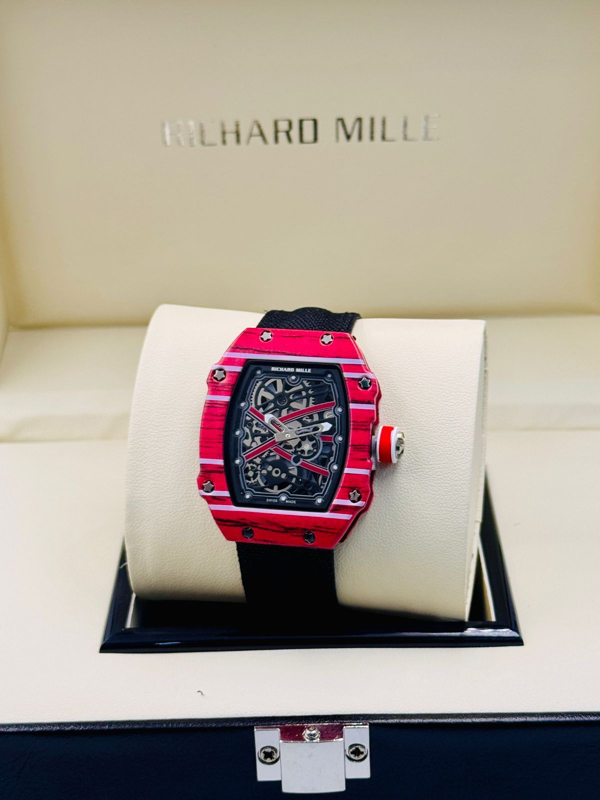 Richard Mille Pink Dial Black Strap
