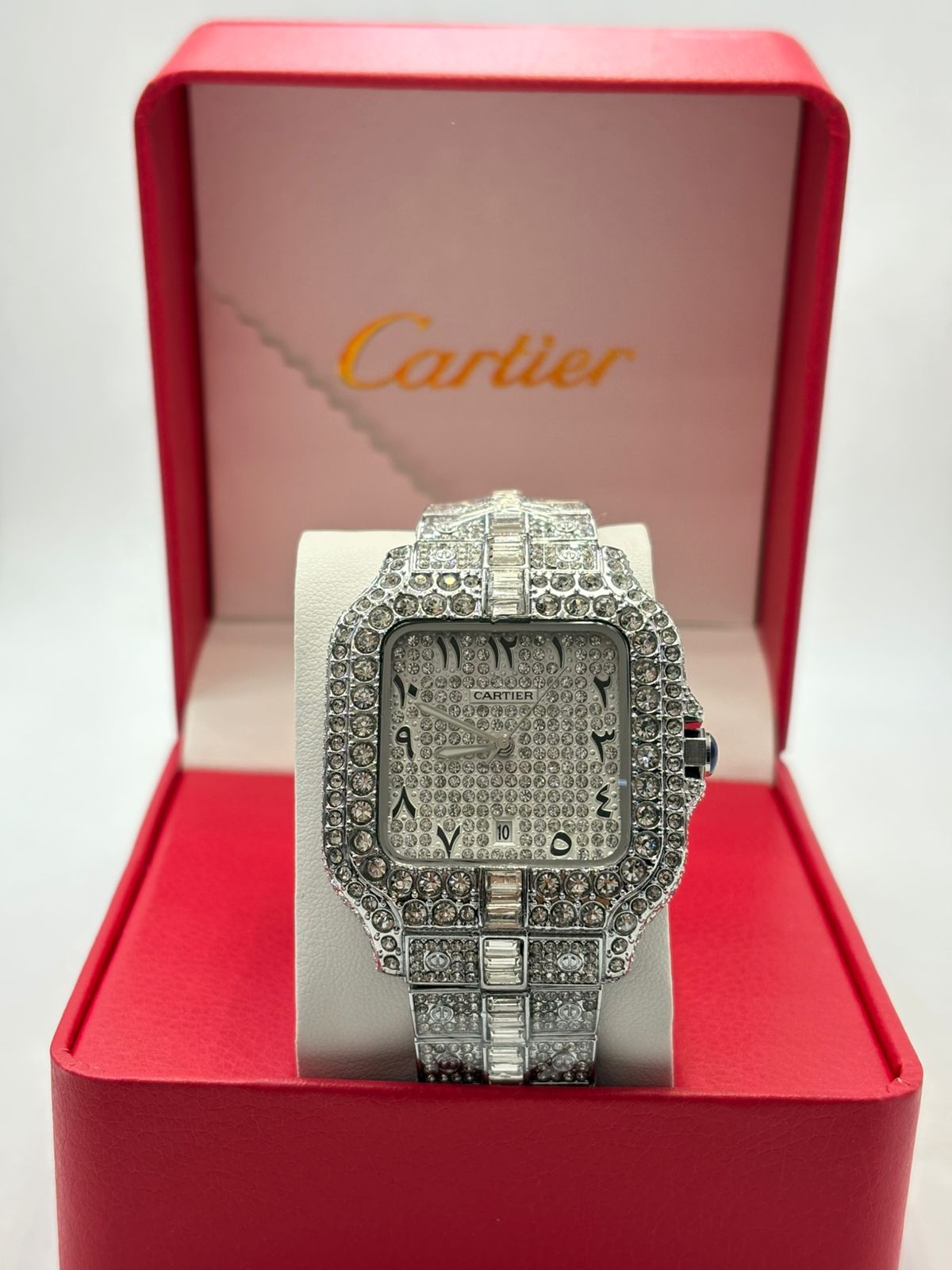 Diamond Full Silver Arabic Dial