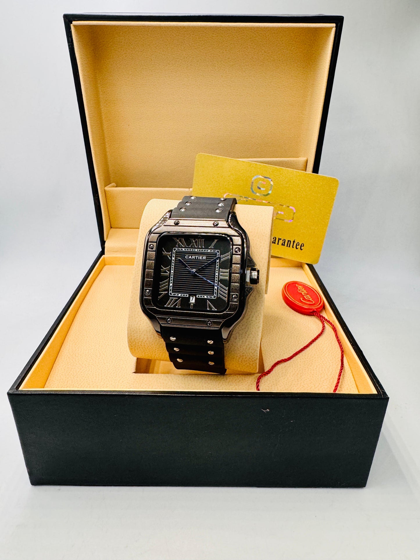 Cartier Black Dial Strap Watch