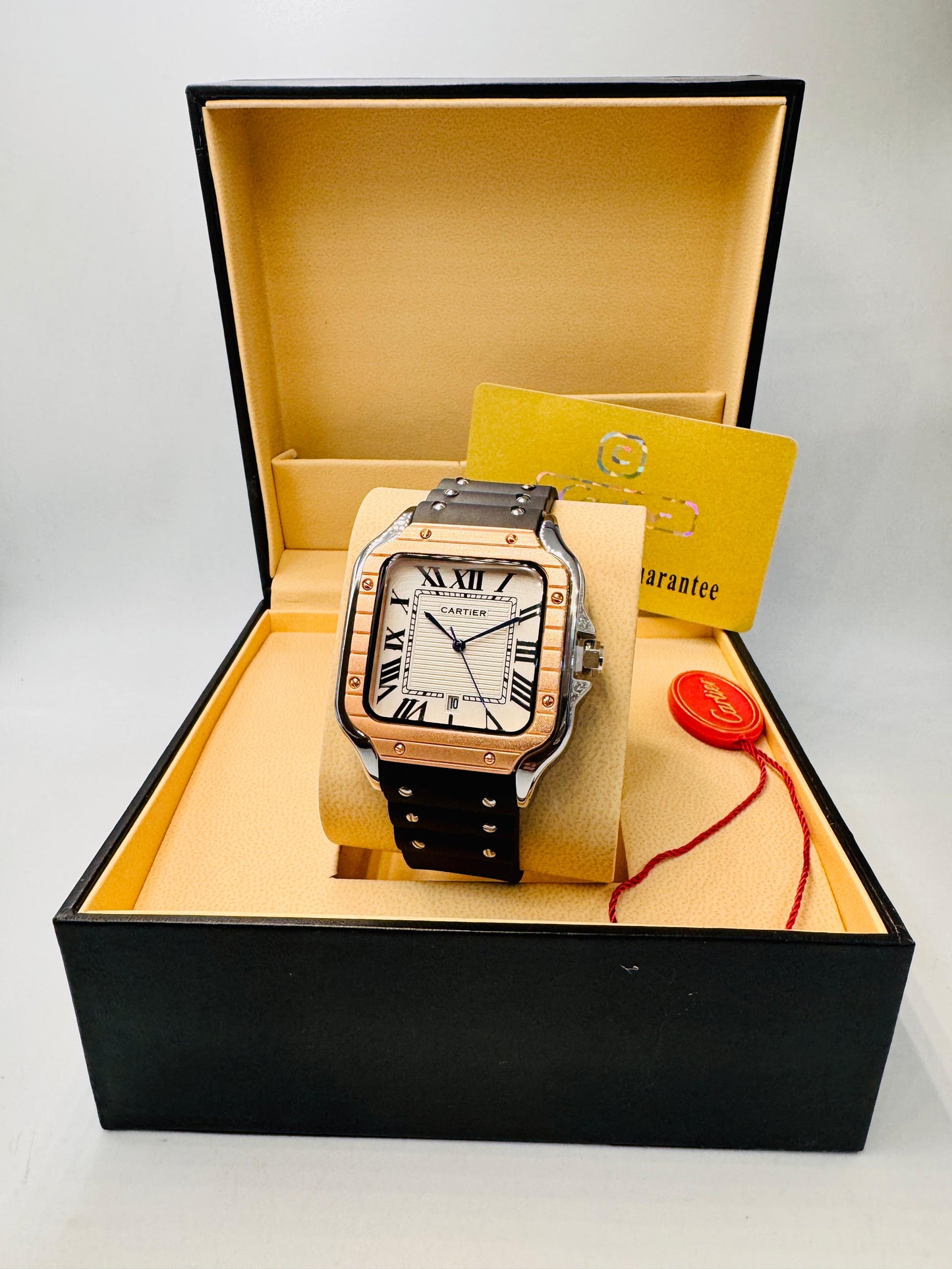 Cartier Orange Dial Strap Watch