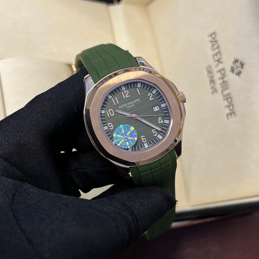 Patek Philippe Nautilus Green Dial Strap Watch