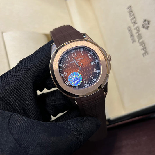 Patek Philippe Nautilus Light Brown Dial Strap Watch