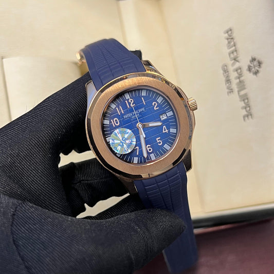 Patek Philippe Nautilus Blue Dial Strap Watch