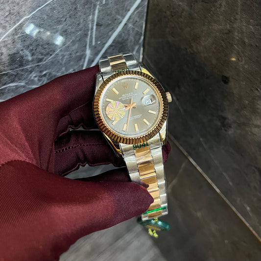 Rolex Just Date Rose Gold Chain Grey Dial