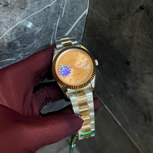 Rolex Just-Date Orange Colour Diamond Dial