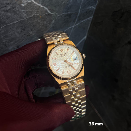 Rolex Land Dweller Golden Chain White Dial