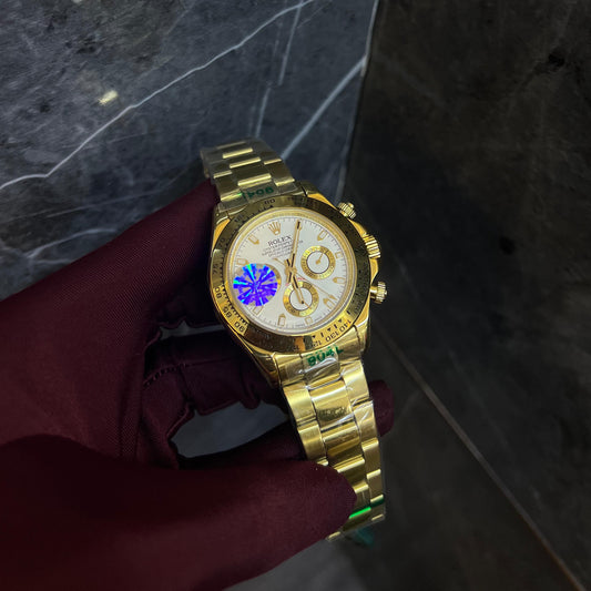 Rolex Daytona Gold  Chain White Dial Chronograph
