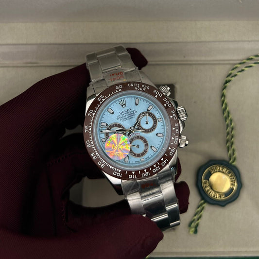 Rolex Daytona Silver Chain Light  Blue Dial Chronograph