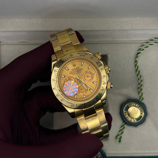 Rolex Daytona Gold Chain Dark Yellow  Dial Chronograph