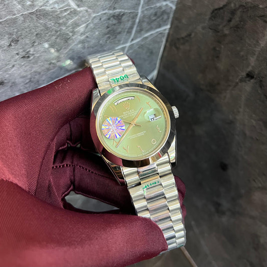 Rolex Arabic Silver Chain Light Green Dial