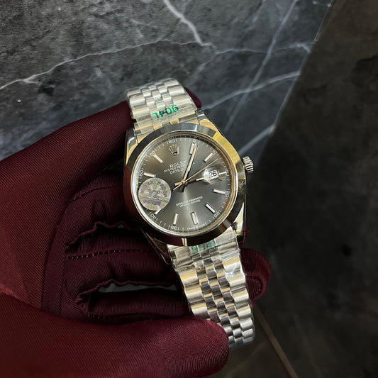 Rolex Just Date Silver Chain Light Black  Dial