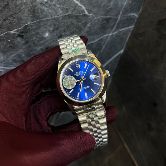 Rolex Just Date Silver Chain Blue Dial