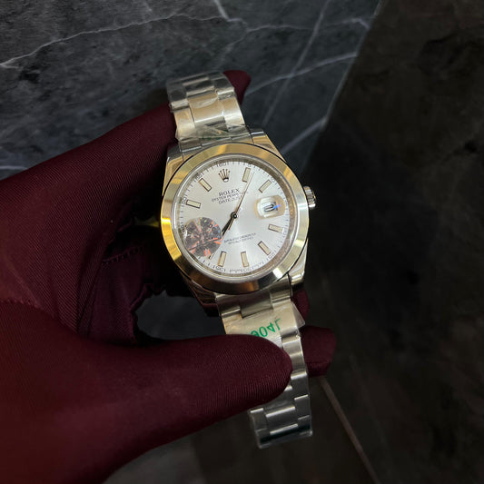 Rolex Just Date Silver Chain white Dial