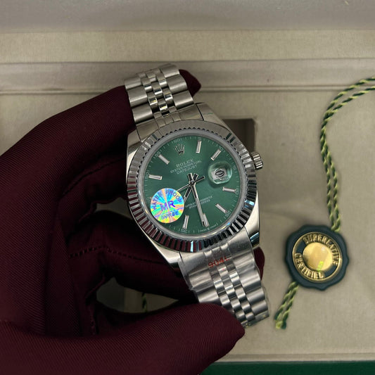 Rolex Just Date Silver Chain Green Dial