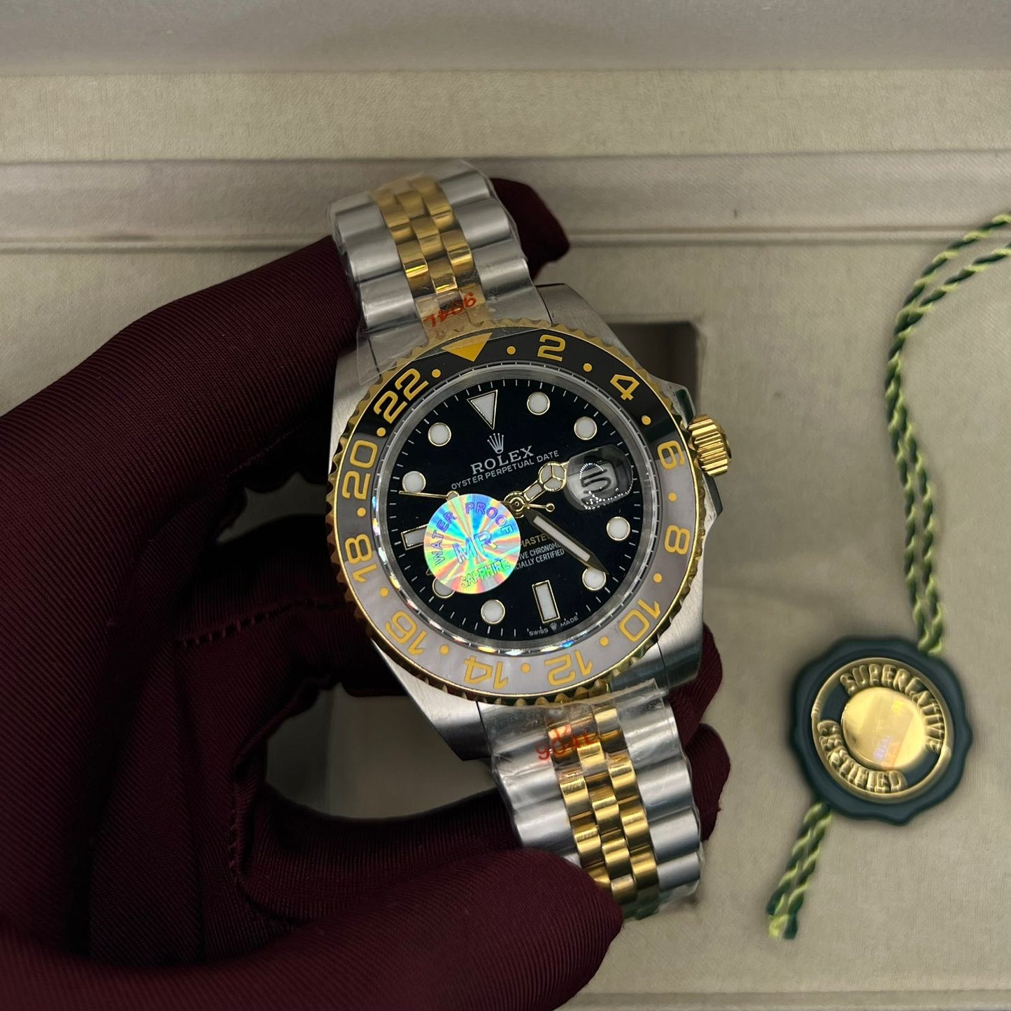 Rolex Gmt Master || Half Gold Chain Black Dial