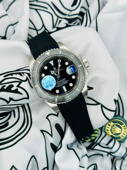 Rolex Submariner Black Dial Black Strap Watch