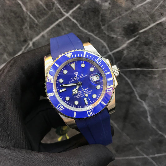 Rolex Submariner Blue Dial Strap Watch