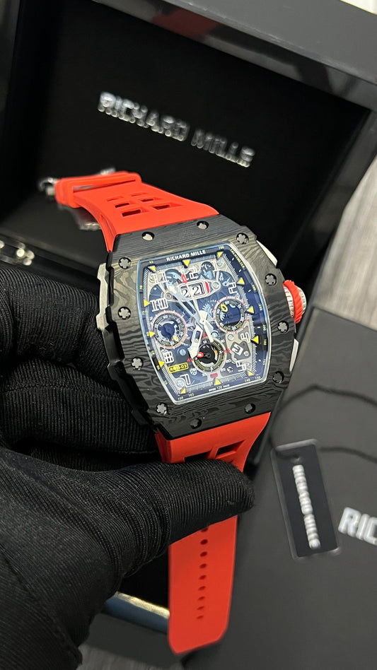 Richard Mille  (dark washed red. Strap) Chornograph