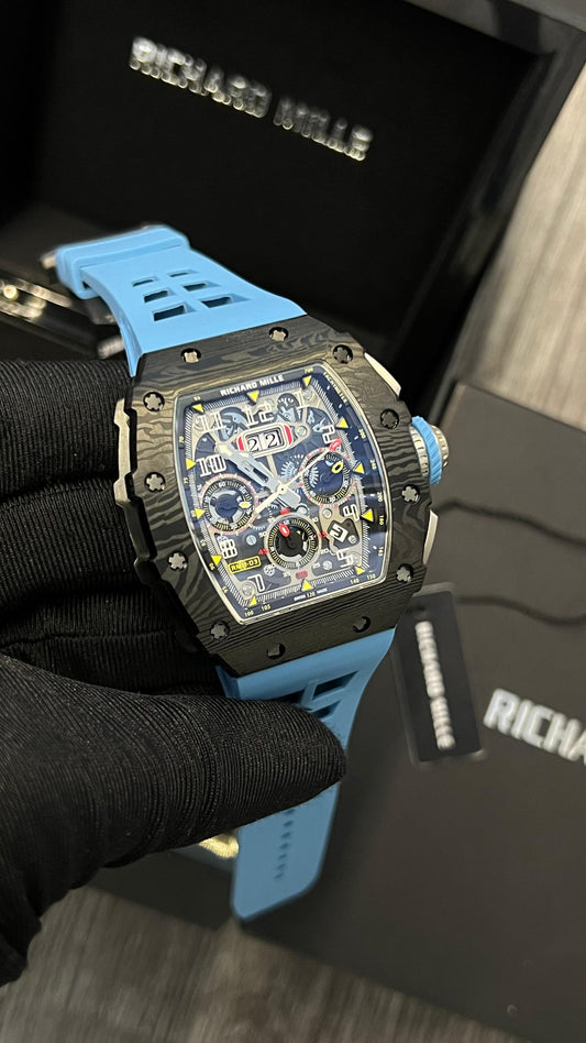 Richard Mille  (Light Blue Strap,Silver Dial) Chornograph