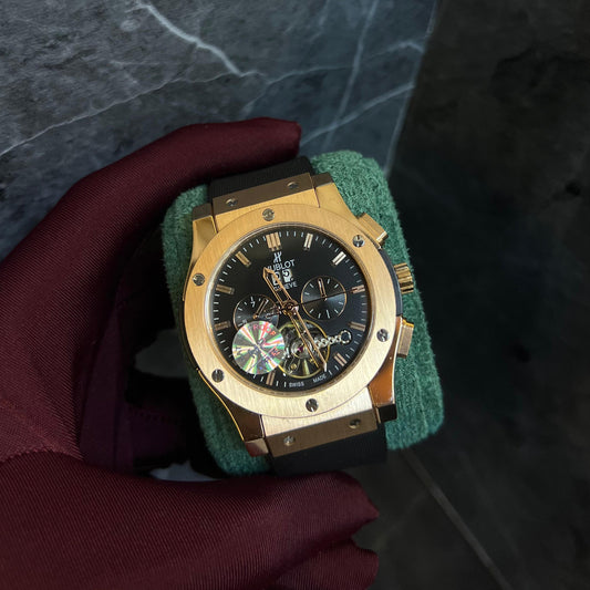 Hublot Light Black  Dial Chronograph Black Strap