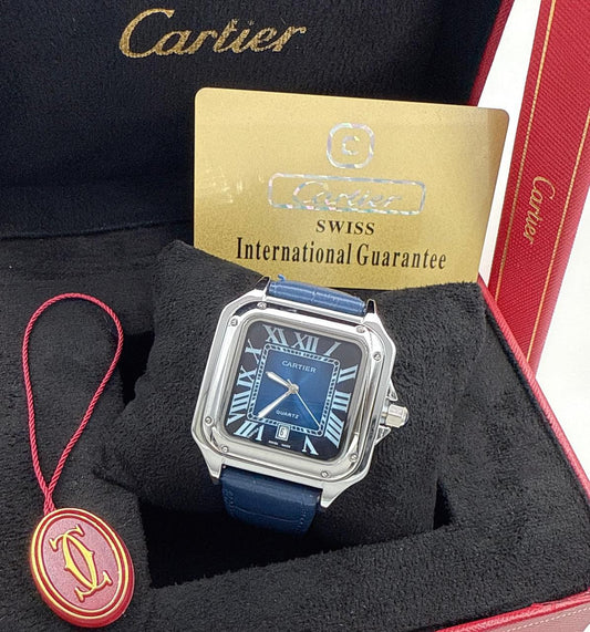 Cartier Blue Dial Leather Strap