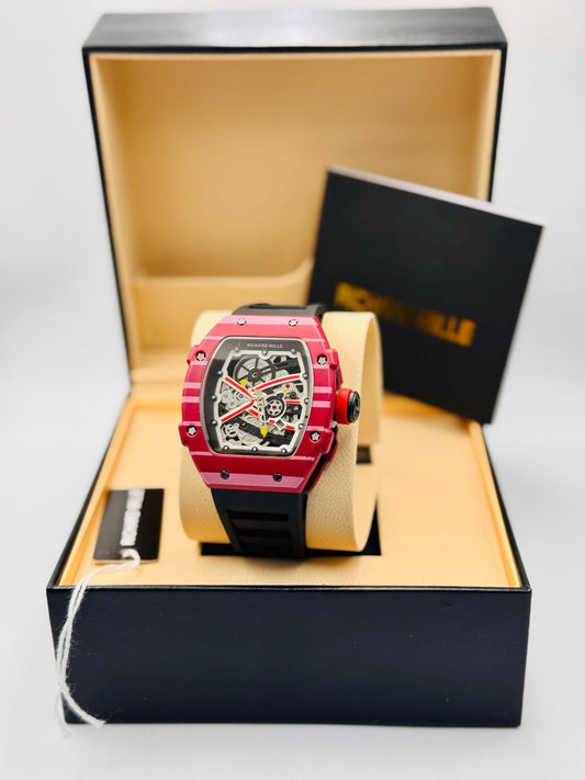 Richard Mille Pink Dial Black Strap Watch