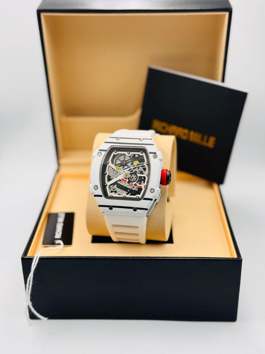 Richard Mille White Dial White Strap Watch