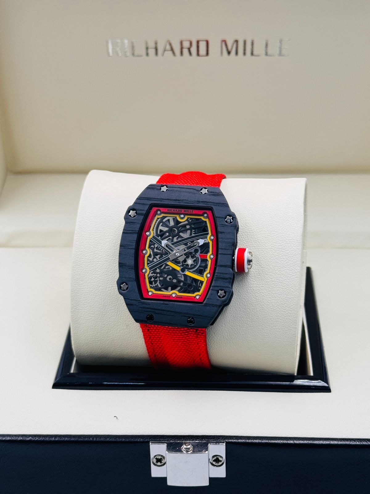 Richard Mille Black Dial Red Strap