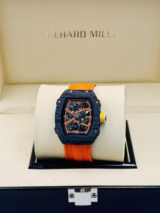 Richard Mille Black Dial Orange Strap