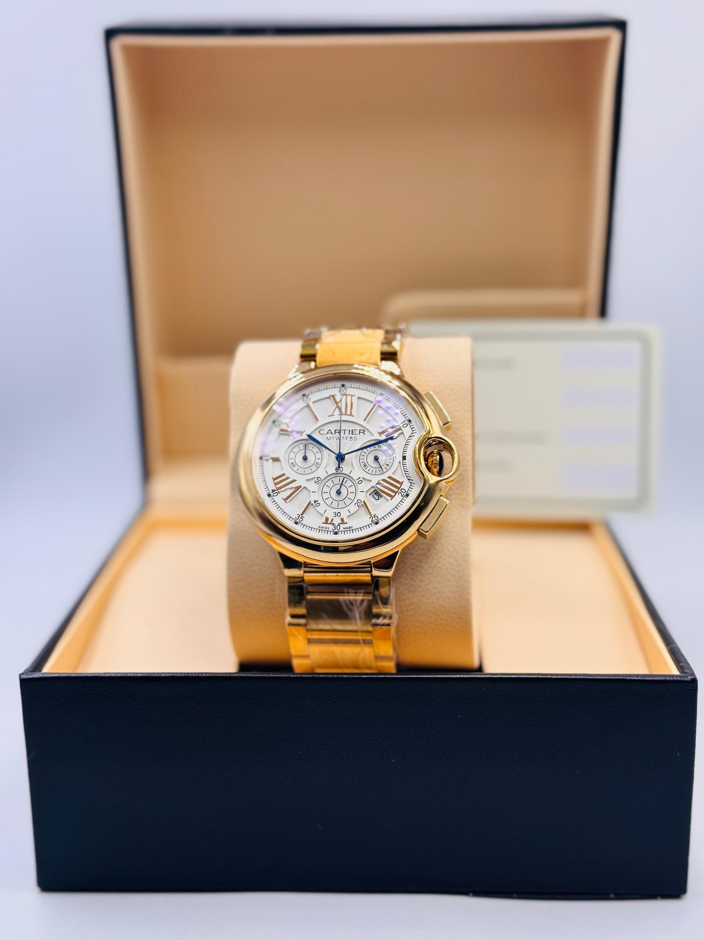 Round White Dial Gold Chain
