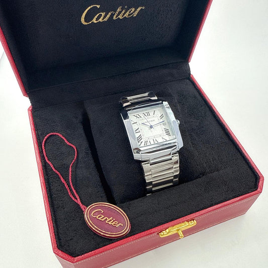 Cartier White Dial Silver   Chain Watch