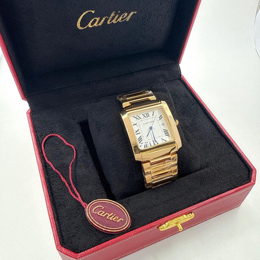 Cartier White Dial  With Gold Chain Watch