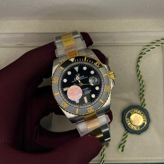 Submariner  yellow gold and stainless steel case with a black dial